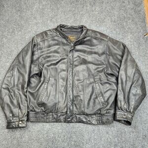 Reed‎ Sportswear Jacket Mens 44 Black Leather Bomber Motorcycle Distressed Zip